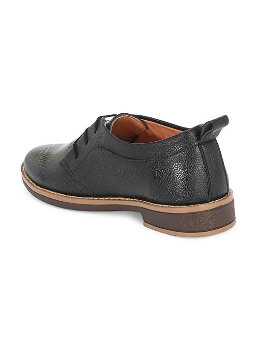 Black Kastava Preium Classic Elegance Derby men's casual shoes with sleek design and leather upper for stylish everyday wear.
