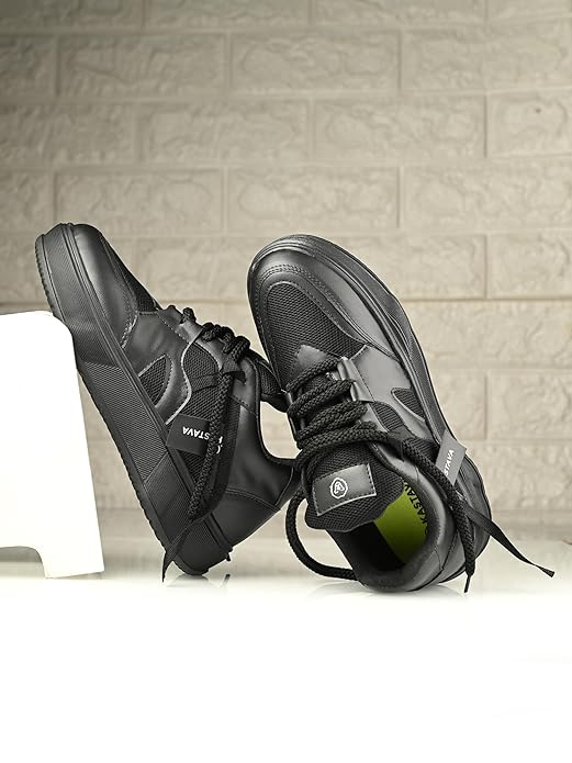 Black Kastava men's sports shoes with casual design, featuring comfortable athletic footwear for active and everyday wear.