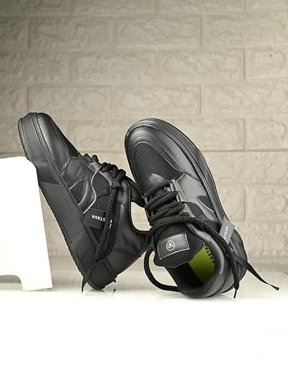 Black Kastava men's sports shoes with casual design, featuring comfortable athletic footwear for active and everyday wear.