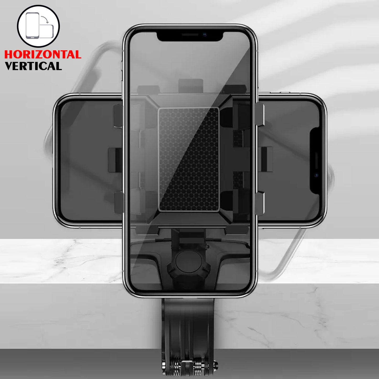 Wukusy 6281 car mobile phone holder mount with 360-degree rotation on car dashboard for stable one-hand operation.