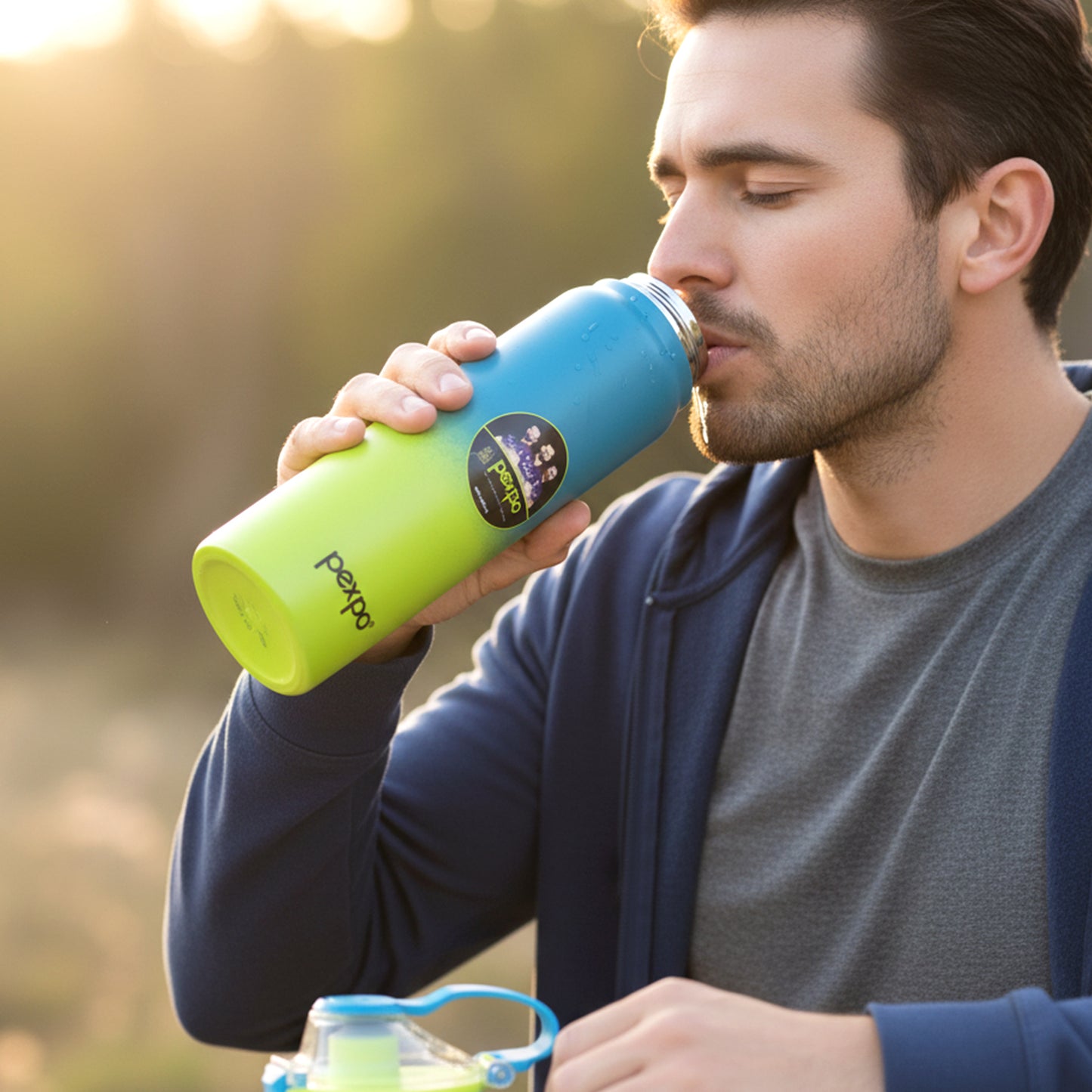 Wukusy Pexpo Amaze insulated stainless steel water bottle, 800ml, with a sleek design for hot and cold beverages.