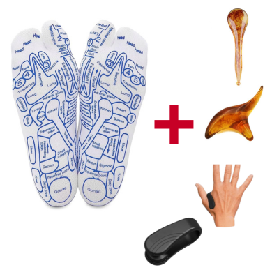 Men's acupressure reflexology socks with stick from 18030, featuring textured design for foot massage therapy.