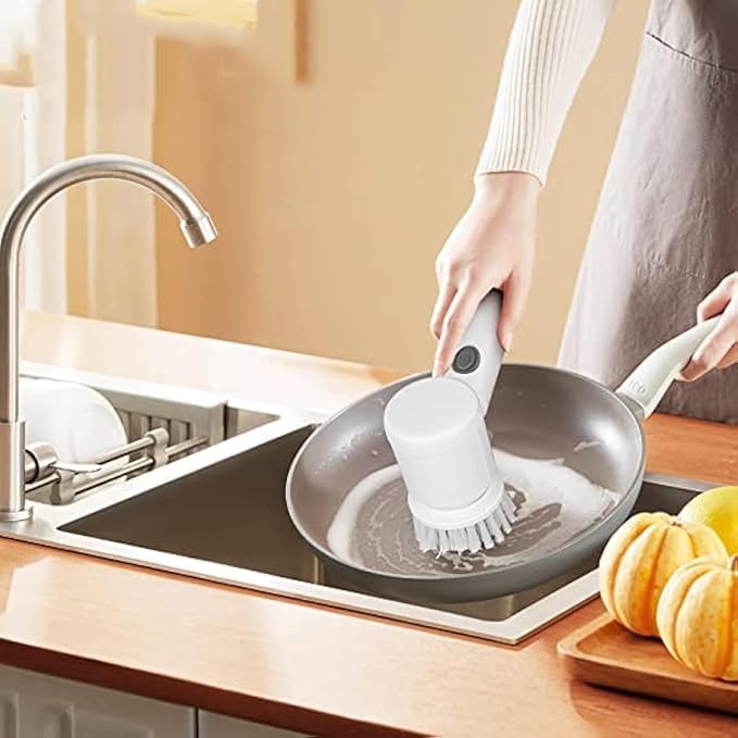 Electric rotary cleaning brush with 3 interchangeable heads for bathroom, kitchen, shower, tub, floor, and car cleaning by 18049.