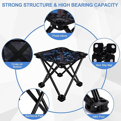 Lightweight folding outdoor portable stool with chair pads, ideal for camping, fishing, hiking, and picnics, easy to carry and heavy-duty