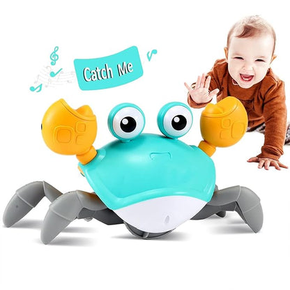 Crawling Crab Baby Musical Toy with LED lights, rechargeable battery, designed as a cute tambourine for kids.