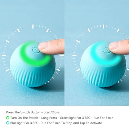 Interactive LED cat toy ball by 18049, featuring 360° self-rotating motion and USB rechargeability, designed for playful cats.
