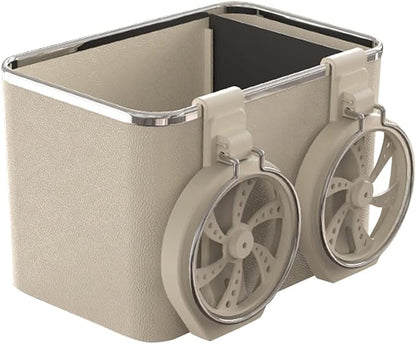 Universal car storage box with 2 foldable cup holders, multifunctional console organizer, ideal for car interior storage.
