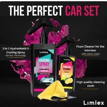 18051 car cleaning kit with coating spray and foam cleaner, includes 2 car brushes and dusters for vehicle detailing.