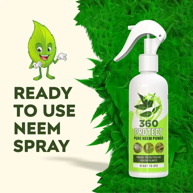 Pure Neem Plant Protection Spray in a spray bottle, designed for protecting plants from pests and diseases.