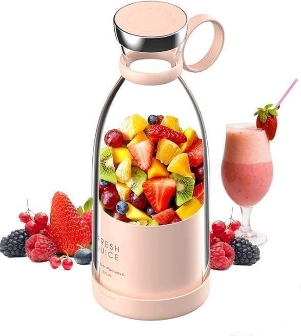 Assorted electric portable mini juicer bottles by 18052 with compact design and bulb-shaped blending chambers.