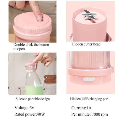 Assorted electric portable mini juicer bottles by 18052, compact bottles with built-in bulbs for on-the-go fresh juice.