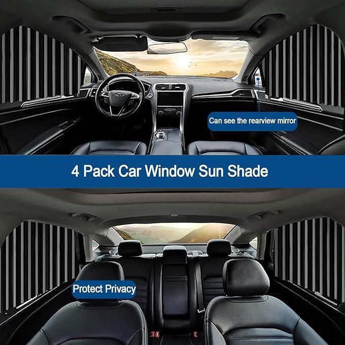 Multicolored universal fit magnetic car side window privacy sunshade and curtain for car windows, brand 18052.
