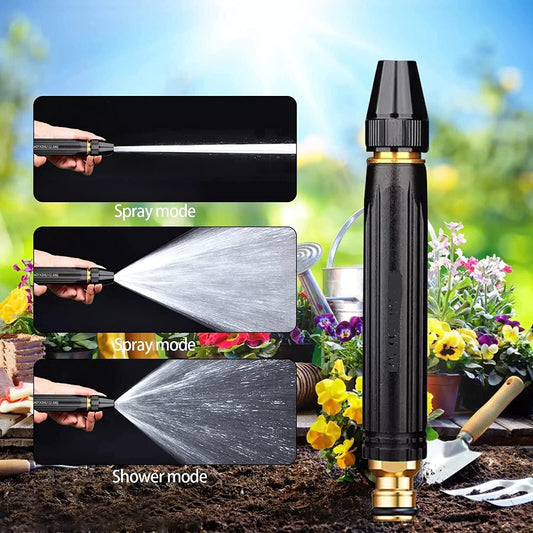 Black 18052 portable high-pressure hose nozzle with three attachments for effective water washing and cleaning.