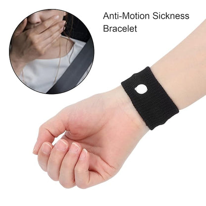 Men's sickness bracelet by 18052, travel motion sickness wristband reducing nausea, shown on a man's wrist.
