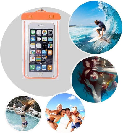 Waterproof camping bag cover for all smartphone models by 18057, protecting devices from water and outdoor elements.