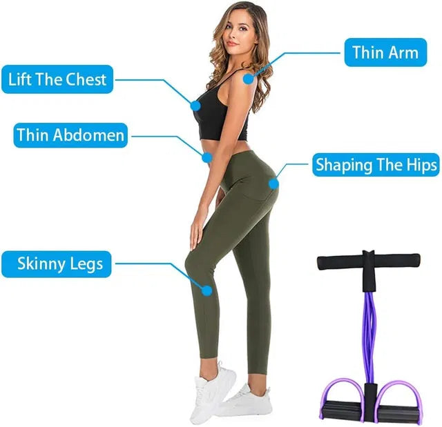 Four-tube yoga pedal pull resistance band for Crossfit, abdominal, waist, arm, and leg stretching exercises.