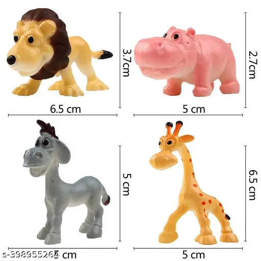Set of 12 colorful jungle animal toys by 18057, featuring mini cartoon figures of forest animals for kids' play and collection.