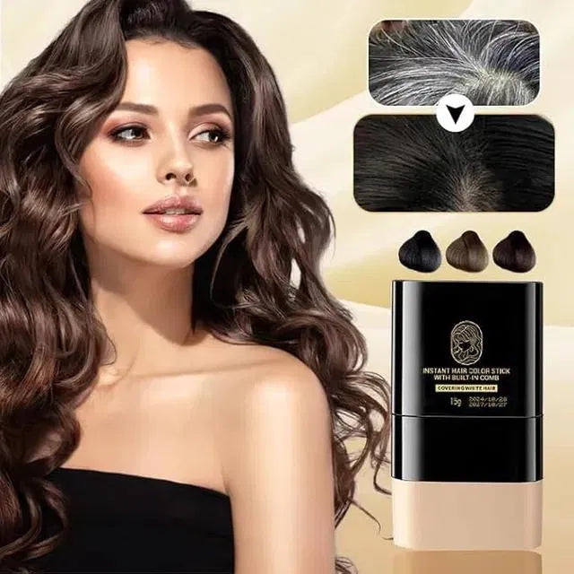 Gray hair dye stick with built-in comb from 18057, 2-in-1 touch-up hair dye and styling tool, compact and easy to use.