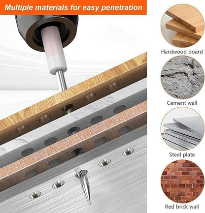Manual steel nail gun with 50 round steel nails for heavy-duty riveting, part of 18057 hand tools and kits collection.