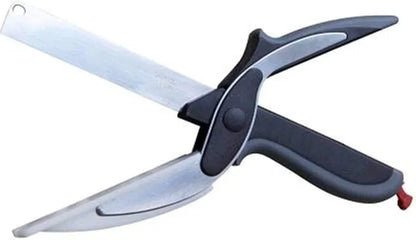 18057 2-in-1 kitchen cleaver cutter and knife, stainless steel blade, designed for versatile chopping and slicing tasks.