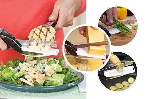 18057 2-in-1 kitchen cleaver cutter and knife set, stainless steel blade, versatile kitchen knife and cleaver for chopping and slicing