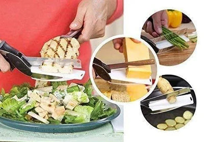 18057 2-in-1 kitchen cleaver cutter and knife set, stainless steel blade, versatile kitchen knife and cleaver for chopping and slicing