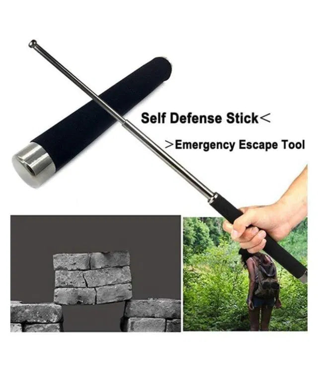 Extendable telescopic self-defense stick or hand pointer for adults, lightweight walking stick and crutch with retractable design.