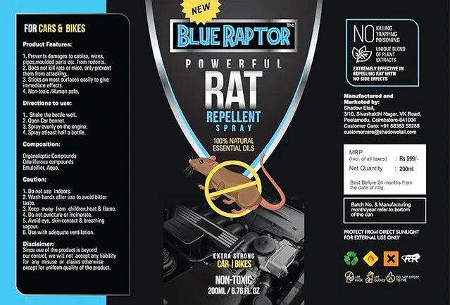 18058 rat repellent spray for home and car, 250ml pest control spray designed to deter rodents effectively.