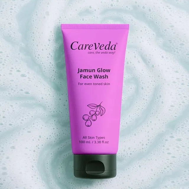 18058 Jamun Glow Face Wash 100ml in a face makeup combo, with a clear view of the bottle and labeling.