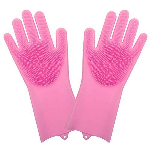 Multicolor silicone cleaning gloves for dishwashing and pet grooming, heat-resistant kitchen hand gloves, set of one.
