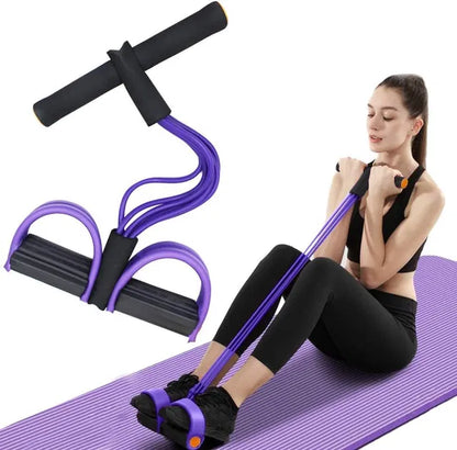 Four-tube yoga pedal pull resistance band for Crossfit, targeting abdomen, waist, arms, and legs for fitness and body toning exercises.