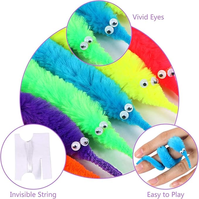 Colorful Magic Worm stuffed toys by 18223, versatile fidget tools designed to improve focus for kids and adults.