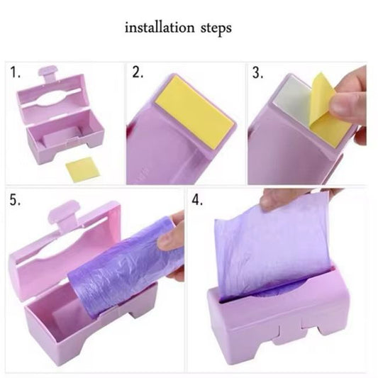 Multicolor bathroom organiser storage holder for garbage bags, featuring multiple compartments for convenient bathroom storage.