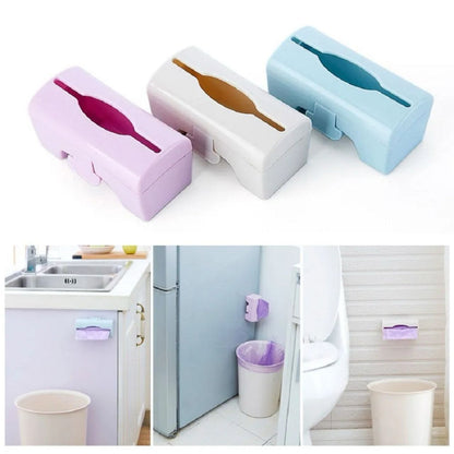 Multicolor bathroom organiser storage holder for garbage bags, featuring multiple compartments for convenient bathroom storage.