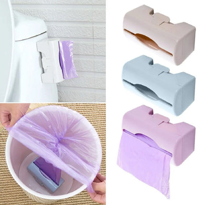Multicolor bathroom organiser storage holder for garbage bags, with multiple compartments for convenient bathroom waste management.