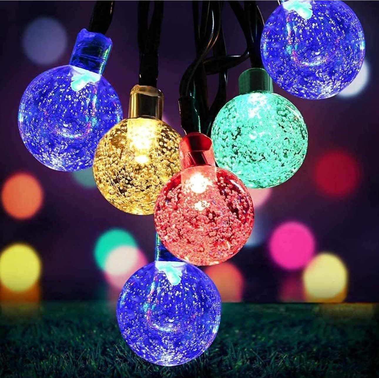 Multicolor 14 LED crystal bubble ball string fairy lights for Diwali, decorative festive lighting by 18277