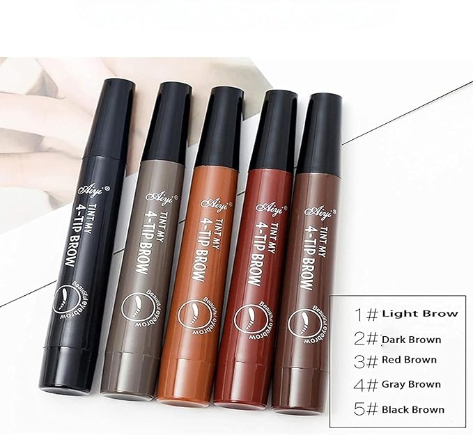 Multicolor 18277 eyebrow pencil with pointed tip, waterproof liquid makeup for natural, long-lasting eyebrow tattooing.