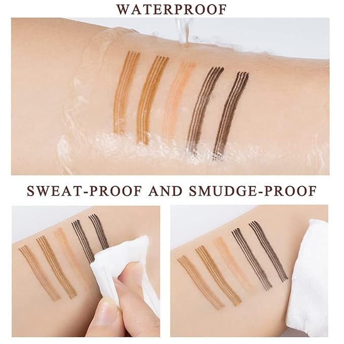 Multicolor eyebrow pencil with pointed tip, waterproof liquid makeup, long-lasting, fork-tip design for natural eyebrow tattooing.