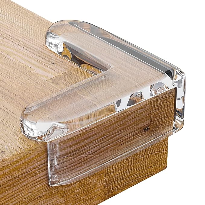 White furniture table corner guards for protection, finger guard set of 10, made by 18277, designed to prevent injuries.