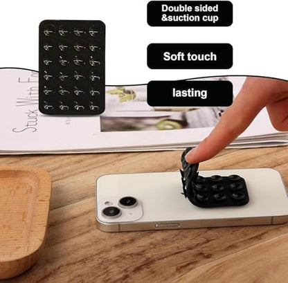 Multicolor silicone suction phone case mount for microphones, flexible and secure for hands-free recording or streaming.