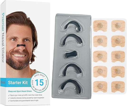 Pack of 15 skin-safe sleep nasal strips and pads from 18277, designed to reduce snoring and improve breathing for better sleep.