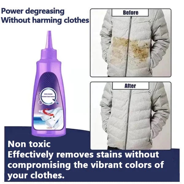 Two bottles of 18277 Instant Fabric Laundry Stain Remover toilet cleaner in a pack of two, with stain removal for fabrics and toilets.