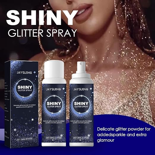 Shiny glitter spray by 18279 for hair and body, perfect for night club, party, and dating events, featuring a sparkling gel formula.