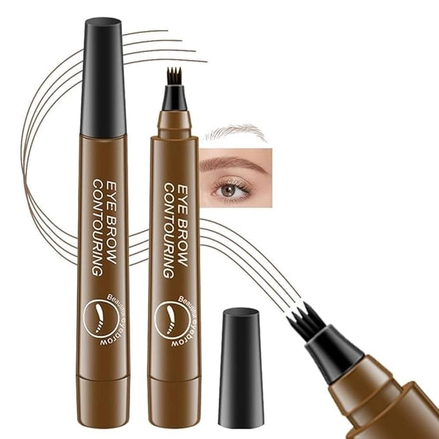 Two waterproof microblading eyebrow pencils with micro-fork tip applicators, designed for precise eyebrow enhancement.