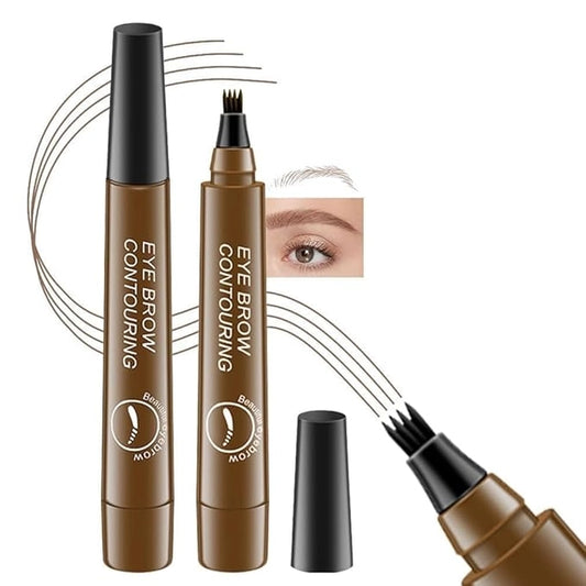 Two waterproof microblading eyebrow pencils with micro-fork tip applicators, designed for precise eyebrow enhancement.