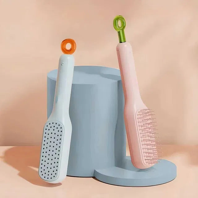 Self-cleaning anti-static massage hair comb for adults and kids, 18279 brand, with ergonomic design and smooth teeth.