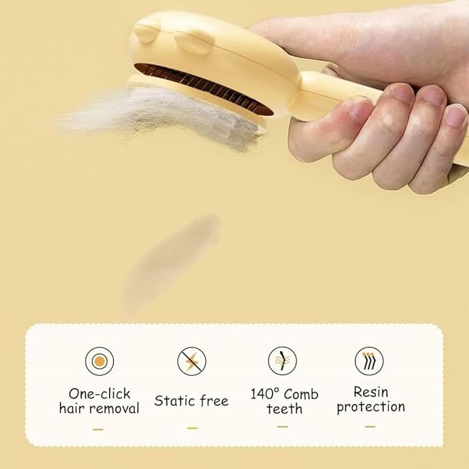 Cat hair grooming brush from 18279, designed for short and long-haired cats, featuring fine bristles for effective hair removal.