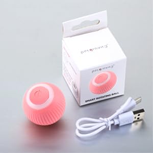 Multicolor cat ball toy from 18279, automatic 360° rotating, USB rechargeable, with lighting, for playful kittens and dogs.