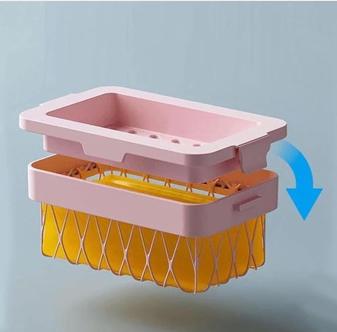 Green soap mesh holder from 18279 for soap storage and drying, designed for soap holders and dispensers.