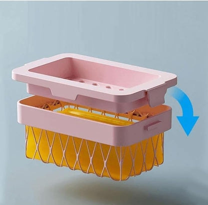 Green soap mesh holder from 18279 for soap storage and drying, designed for soap holders and dispensers.